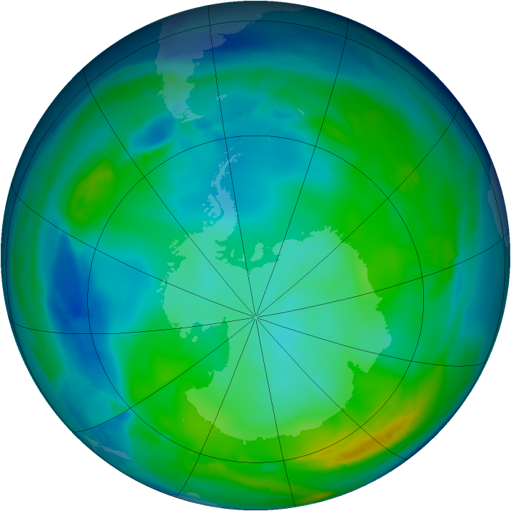 Antarctic ozone map for 22 May 2008